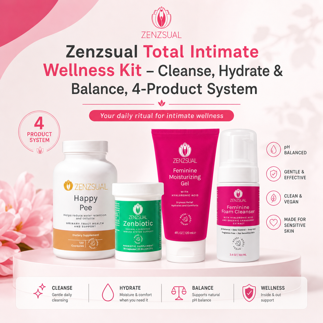 Zenzsual Total Intimate Wellness Kit – Cleanse, Hydrate & Balance. 3-Month Complete System, 7 Full-Size Products