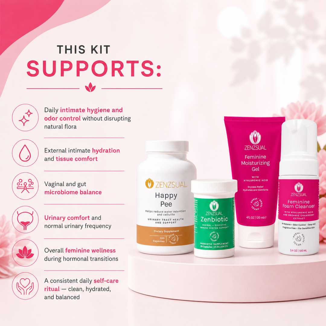 Zenzsual Total Intimate Wellness Kit – Cleanse, Hydrate & Balance. 3-Month Complete System, 7 Full-Size Products