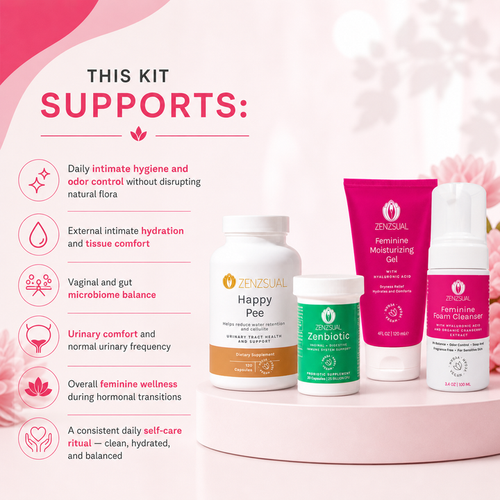 Zenzsual Total Intimate Wellness Kit – Cleanse, Hydrate & Balance. 3-Month Complete System, 7 Full-Size Products