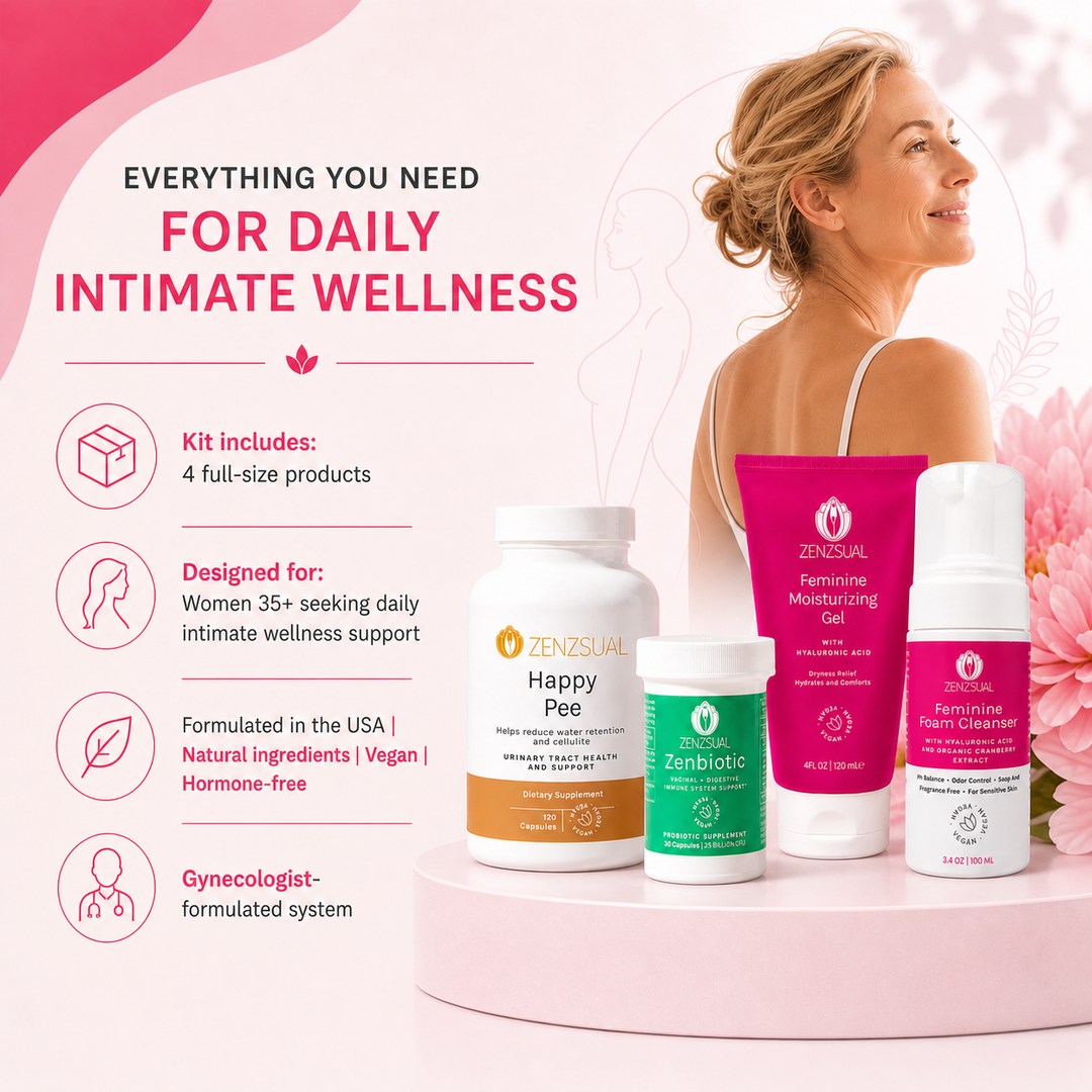 Zenzsual Total Intimate Wellness Kit – Cleanse, Hydrate & Balance. 3-Month Complete System, 7 Full-Size Products