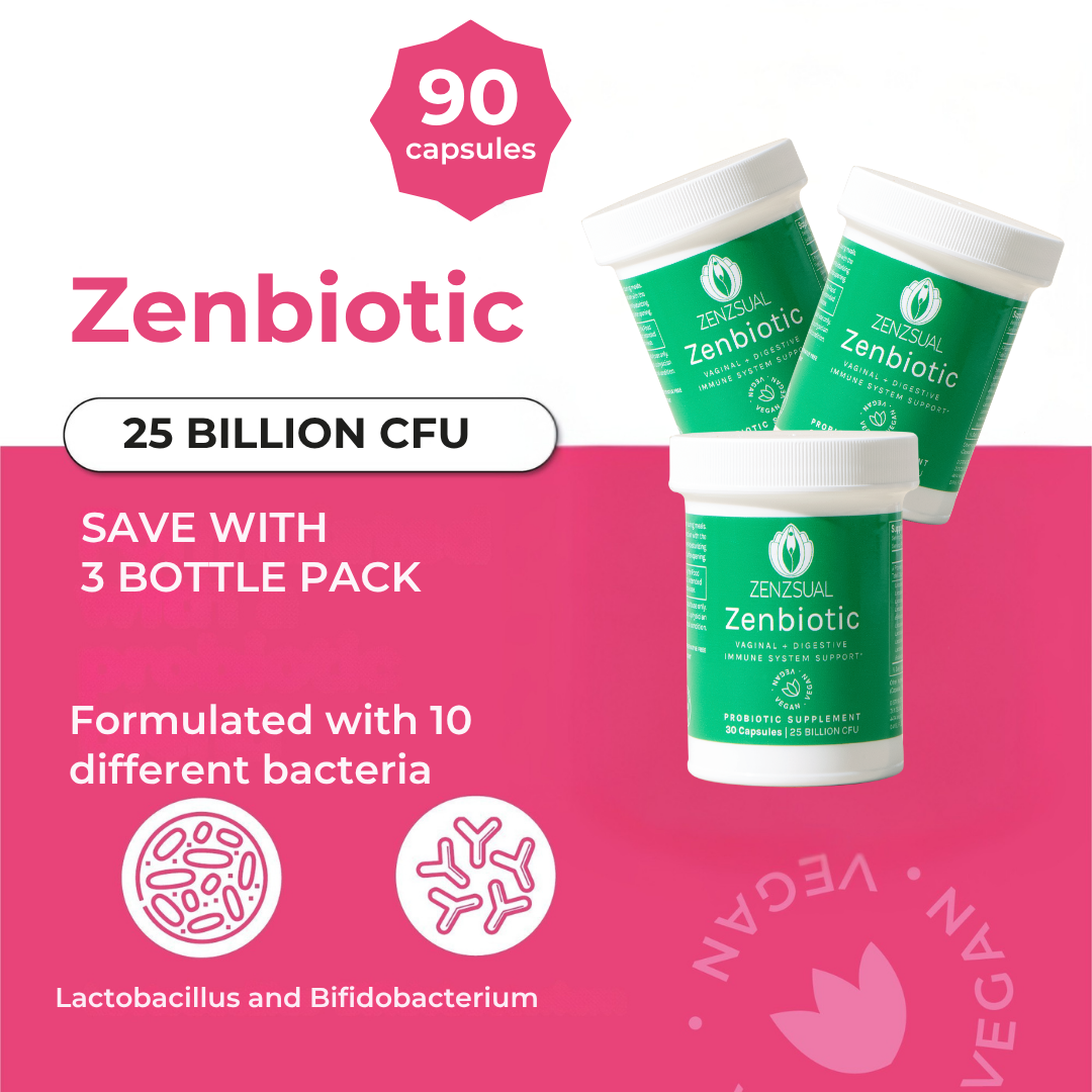 ZENZSUAL Zenbiotic 3 Pack Women's Probiotic 25 Billion CFU 30 Capsules Optimum Health Supplement for Intimate Health Odor & pH Support Gut Health Vegan Friendly Digestive Support
