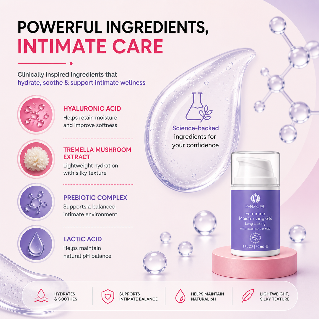Zenzsual Intimate Moisturizing Gel with Hyaluronic Acid – Travel Size, 1 fl oz