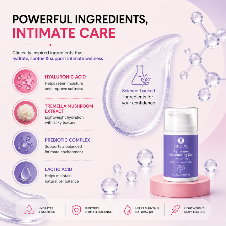 Zenzsual Intimate Moisturizing Gel with Hyaluronic Acid – Travel Size, 1 fl oz