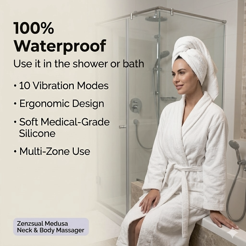 Medusa™ Neck & Body Massager – Medical-Grade Silicone | 10 Vibration Modes | Waterproof | Ergonomic Rechargeable Design