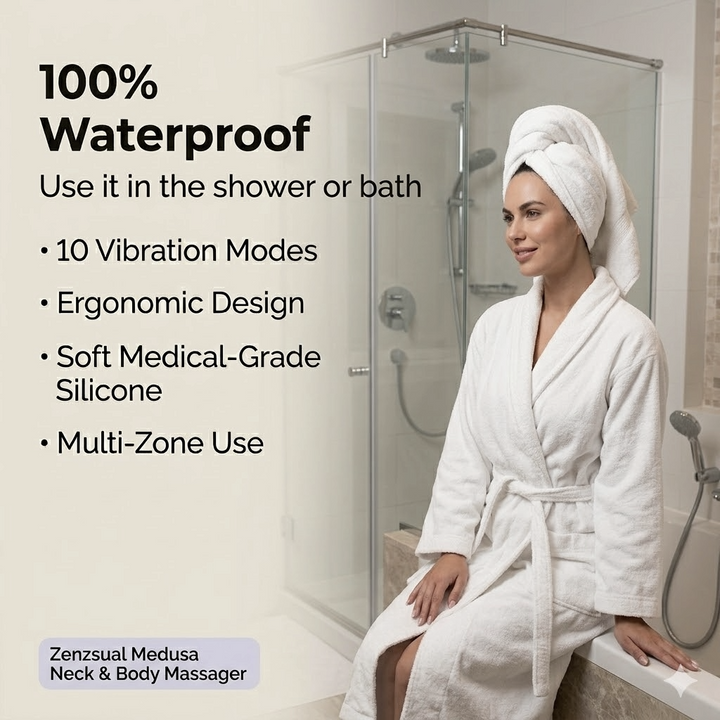 Medusa™ Neck & Body Massager – Medical-Grade Silicone | 10 Vibration Modes | Waterproof | Ergonomic Rechargeable Design