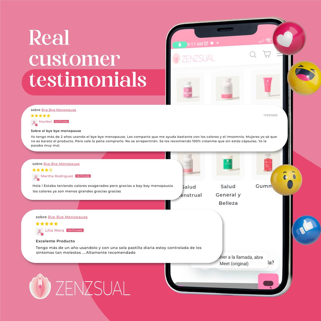 Zenzsual Bye Bye Menopause | Melatonin-Free Formula |  Hormone-Free Menopause Support | Mood & Daily Balance | Women 40+
