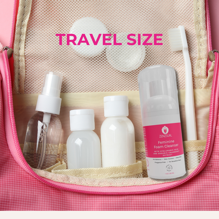 Zenzsual Feminine Foam Cleanser Travel Size | Hyaluronic Acid  & Organic Cranberry Extract | pH-Balanced | Fragrance-Free | 3.4 FL OZ