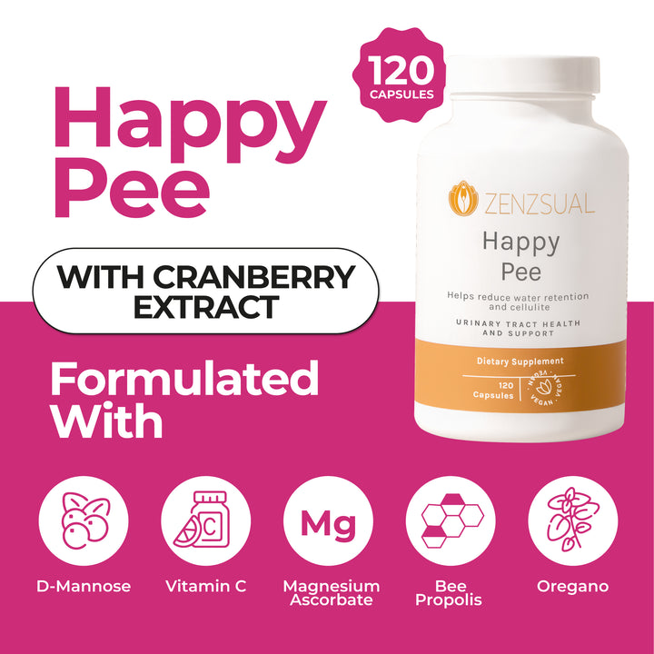 Zenzsual Happy Pee | Urinary Wellness Supplement for Women |  Cranberry & D-Mannose | Bladder & Urinary Comfort Support