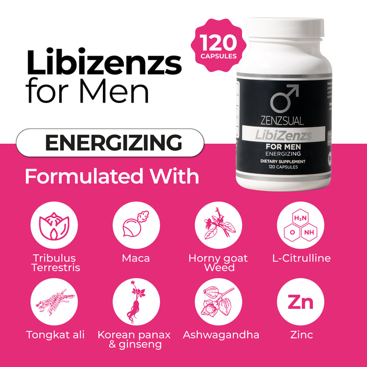 Zenzsual LibiZenzs Men | Daily Vitality & Energy Support Supplement |  Tribulus, Ashwagandha & Maca | Hormone-Free | Men's Wellness