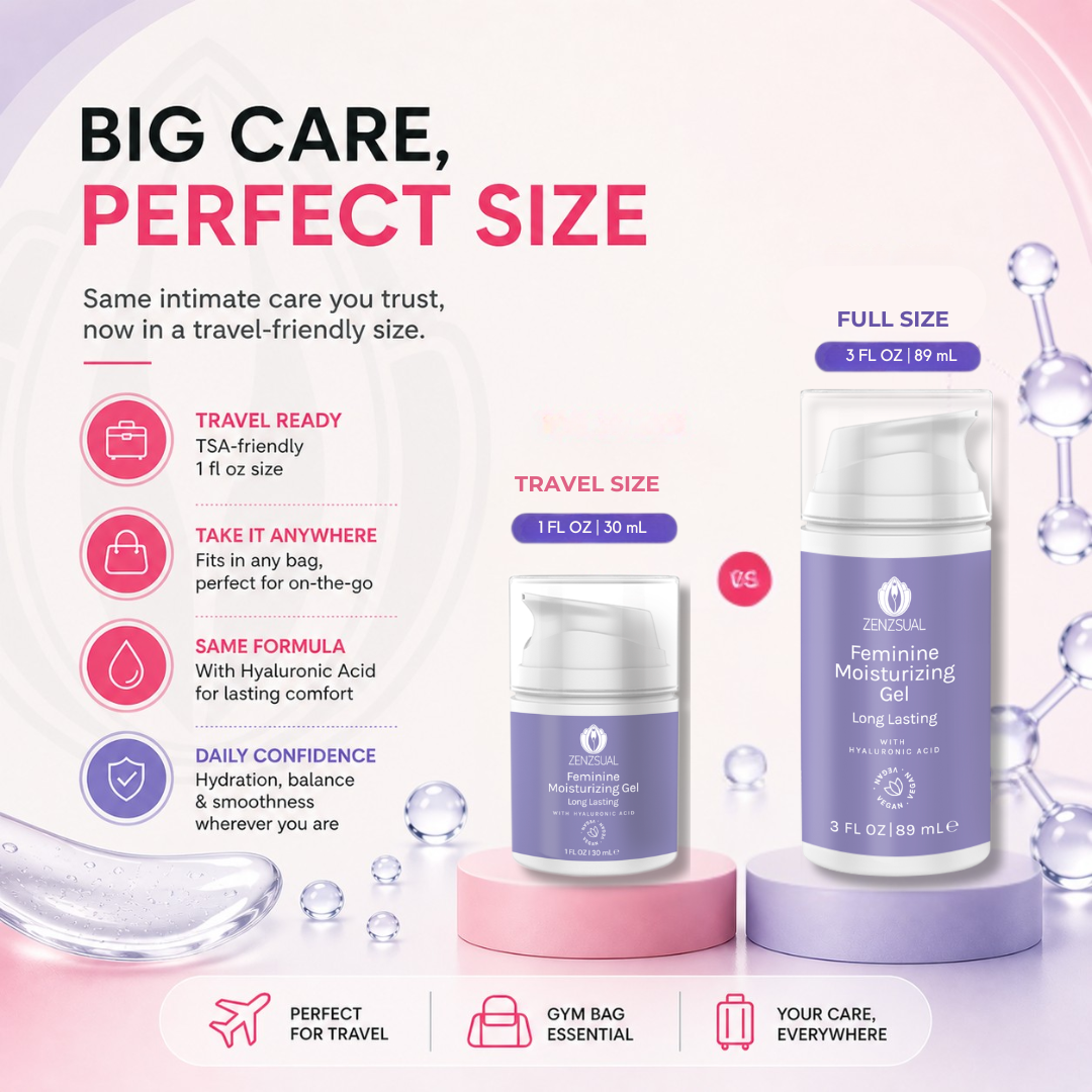 Zenzsual Intimate Moisturizing Gel with Hyaluronic Acid – Travel Size, 1 fl oz