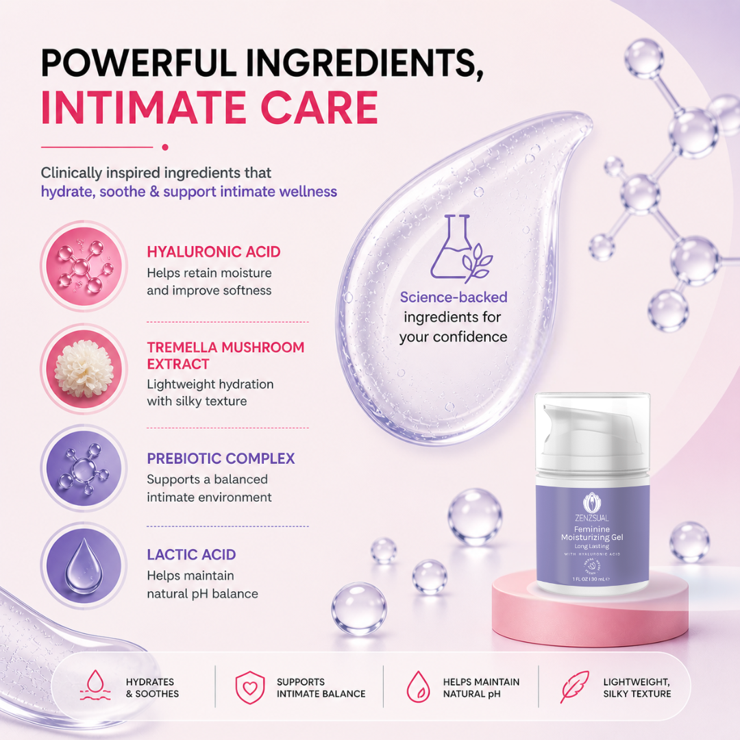 Zenzsual Intimate Moisturizing Gel with Hyaluronic Acid – Travel Size, 1 fl oz