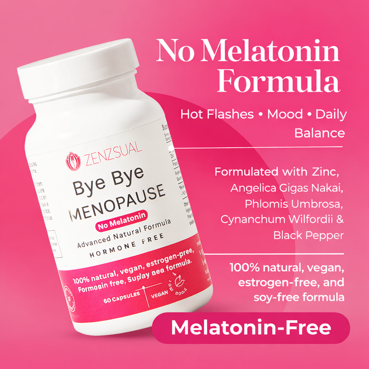 Zenzsual Bye Bye Menopause | Melatonin-Free Formula |  Hormone-Free Menopause Support | Mood & Daily Balance | Women 40+