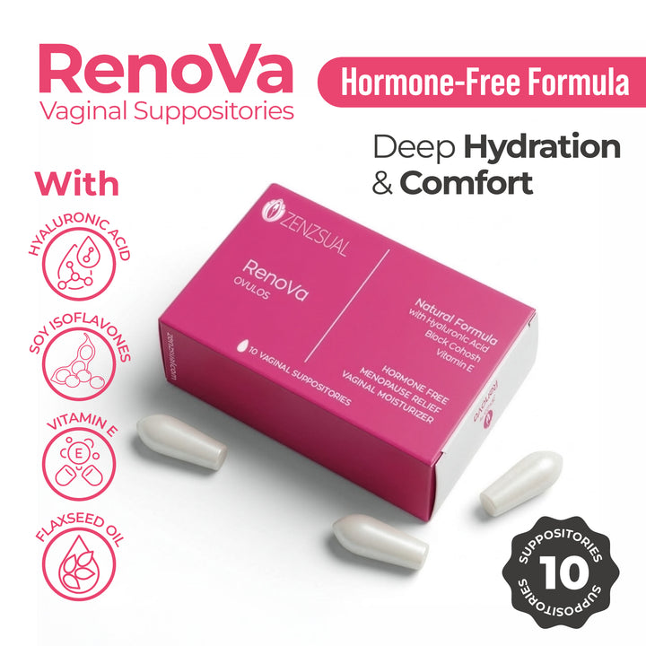 ZENZSUAL Renova Vaginal Moisture Ovules | Hyaluronic Acid Intimate Hydration | Hormone-Free Feminine Comfort Support | 1 Pack