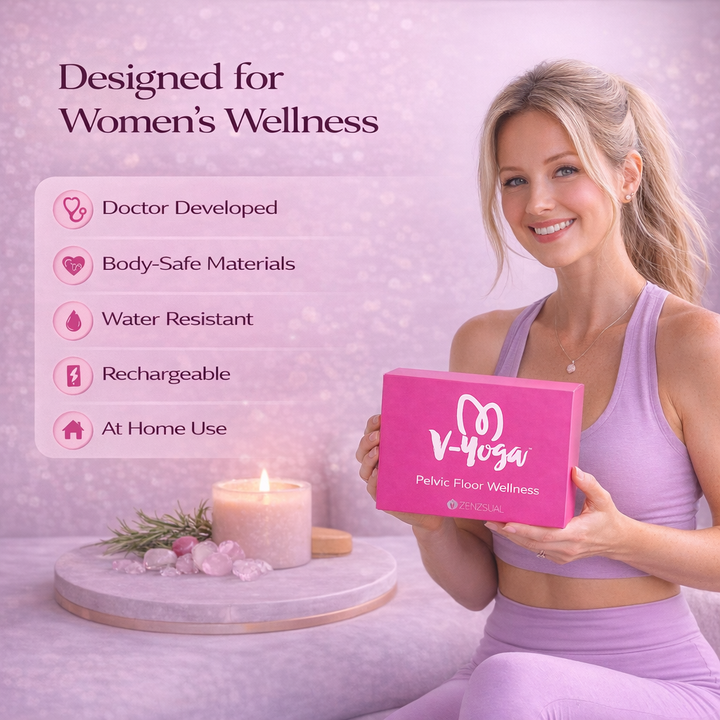 Zenzsual V-Yoga Pelvic Floor Kegel Trainer | Biofeedback Device  for Women | Medical-Grade Silicone | 9" | Rechargeable |  Water-Resistant | Includes Kegel Exercise Guide