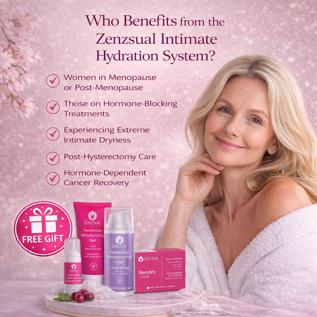 Zenzsual 3-Step Feminine Hydration System | Daily Gel +  Renova Ovules + Long Lasting Gel | Hyaluronic Acid |  Women's Daily Comfort & Moisture Kit