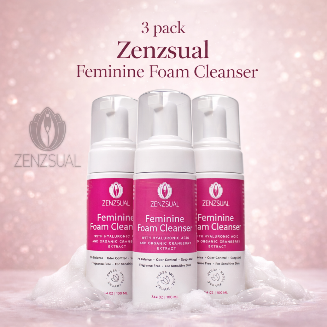 Zenzsual Feminine Foam Cleanser 3-Pack | Hyaluronic Acid &  Organic Cranberry Extract | pH-Balanced | Fragrance-Free |  300ml Total | Sensitive Skin