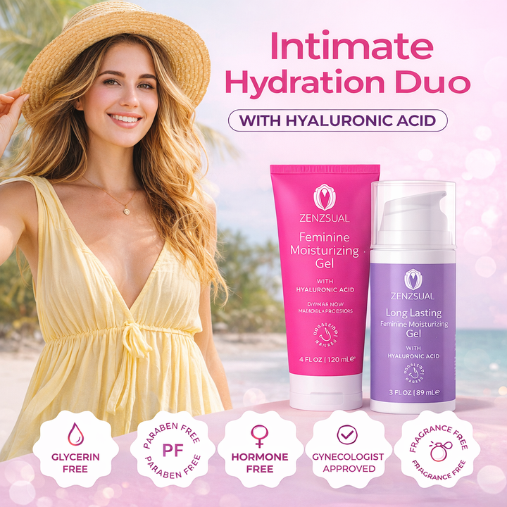 Zenzsual Intimate Hydration Duo | 2-Step Feminine Moisturizing  System | Daily Gel + Long Lasting Gel | Hyaluronic Acid | Women's Wellness