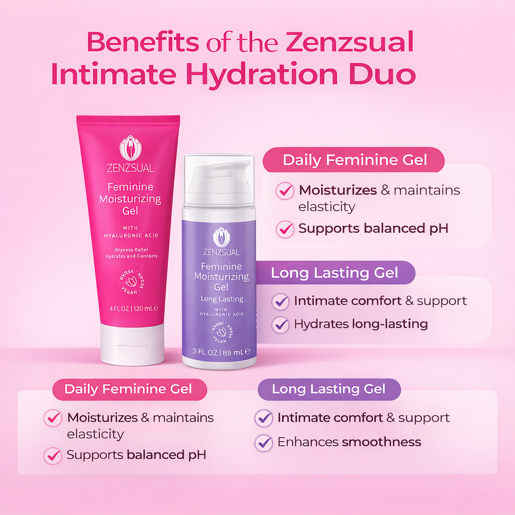Zenzsual Intimate Hydration Duo | 2-Step Feminine Moisturizing  System | Daily Gel + Long Lasting Gel | Hyaluronic Acid | Women's Wellness