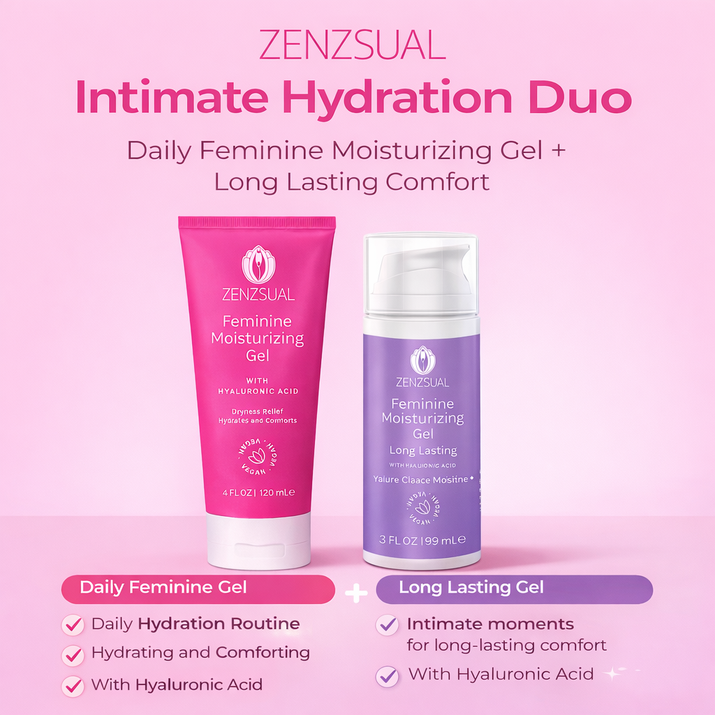 Zenzsual Intimate Hydration Duo | 2-Step Feminine Moisturizing  System | Daily Gel + Long Lasting Gel | Hyaluronic Acid | Women's Wellness